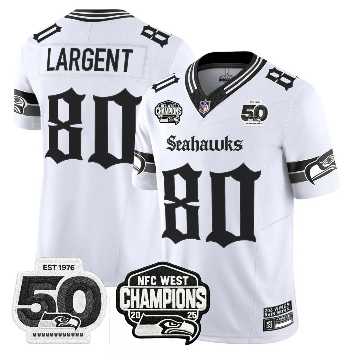 SEA 50th & NFC West Champions Patch Gothic Edition Jersey