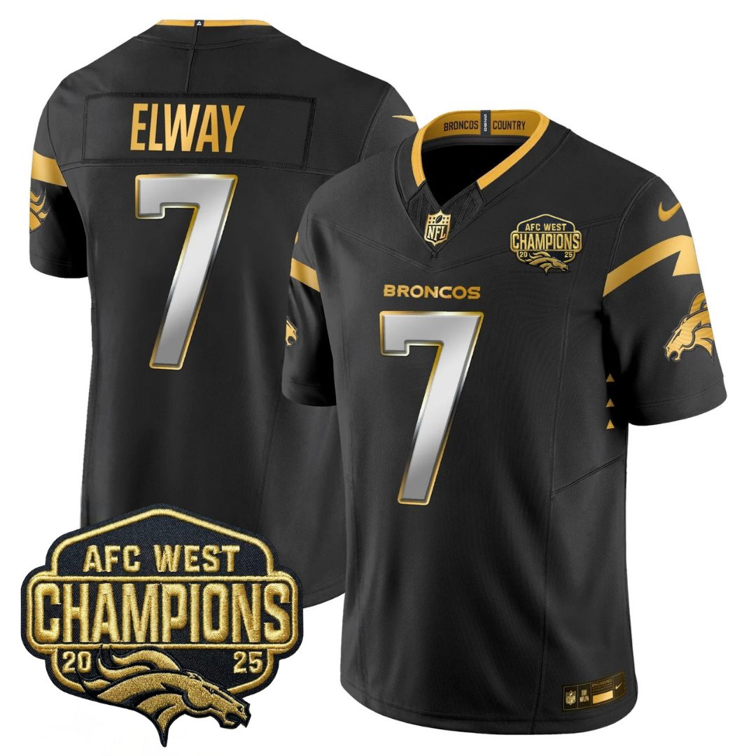 DEN AFC West Champions Patch Gold Vapor Limited Jersey - All Stitched