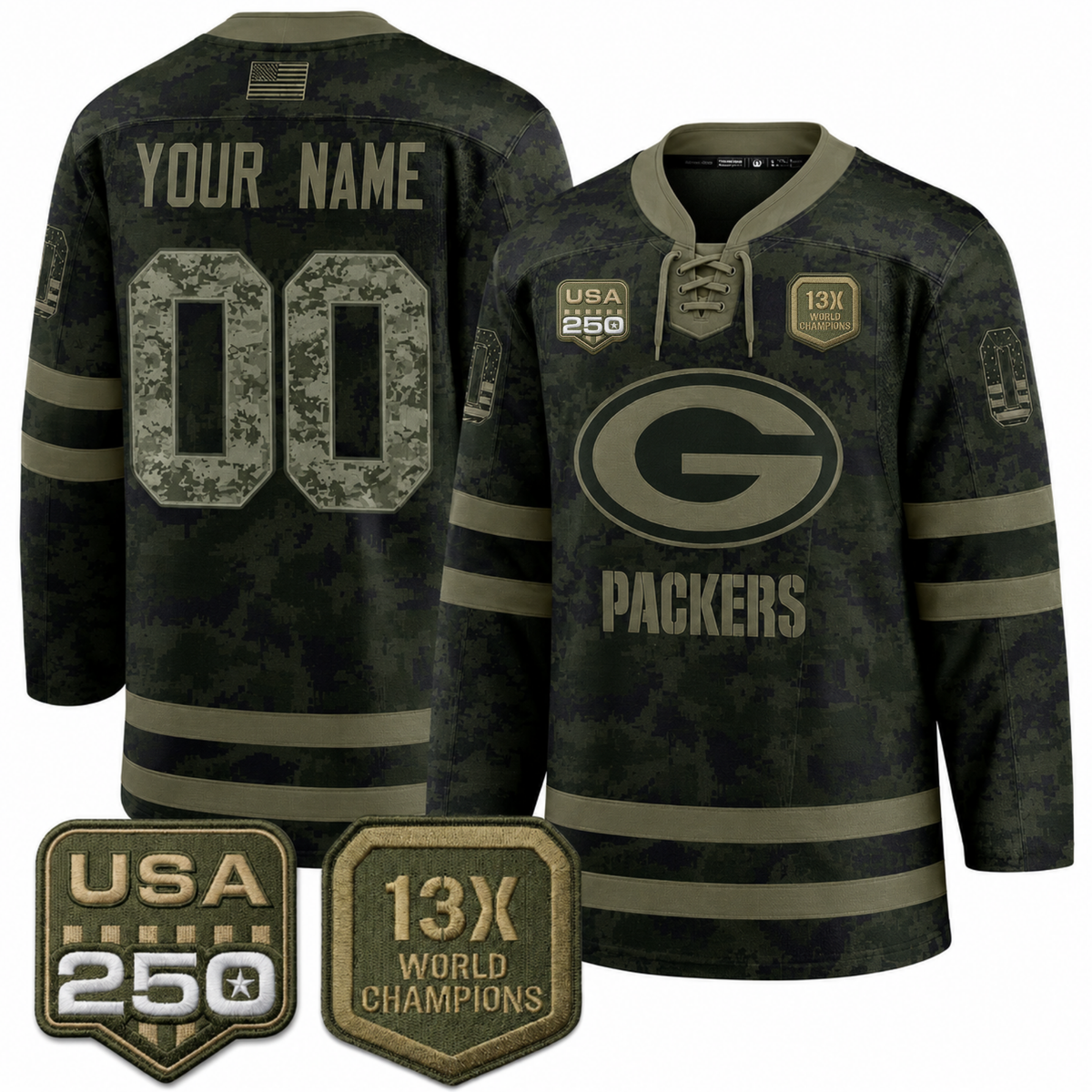 GB 2026 Salute To Service Edition Custom Hockey Jersey - Printed