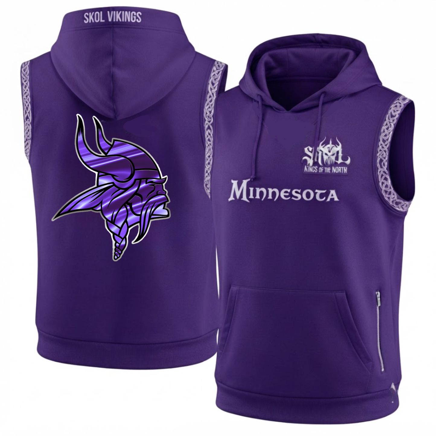 Minnesota Vikings Fan Gear Edition Sleeveless Hoodie Tank Top - Printed
