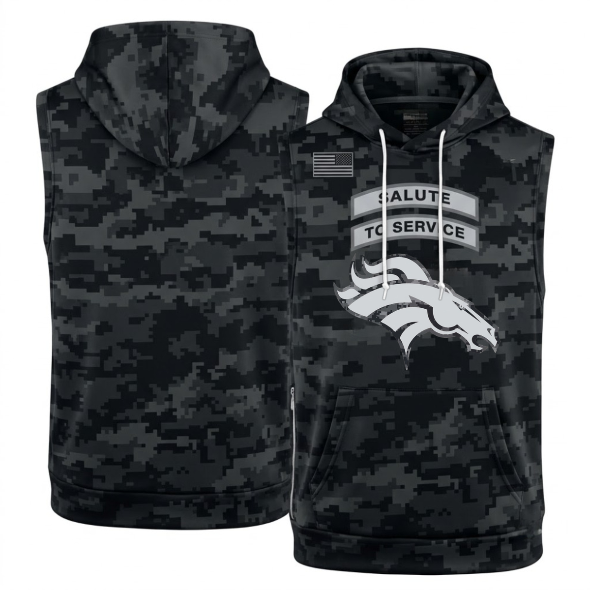 DEN Salute to Service Sleeveless Hoodie Tank Top - Printed