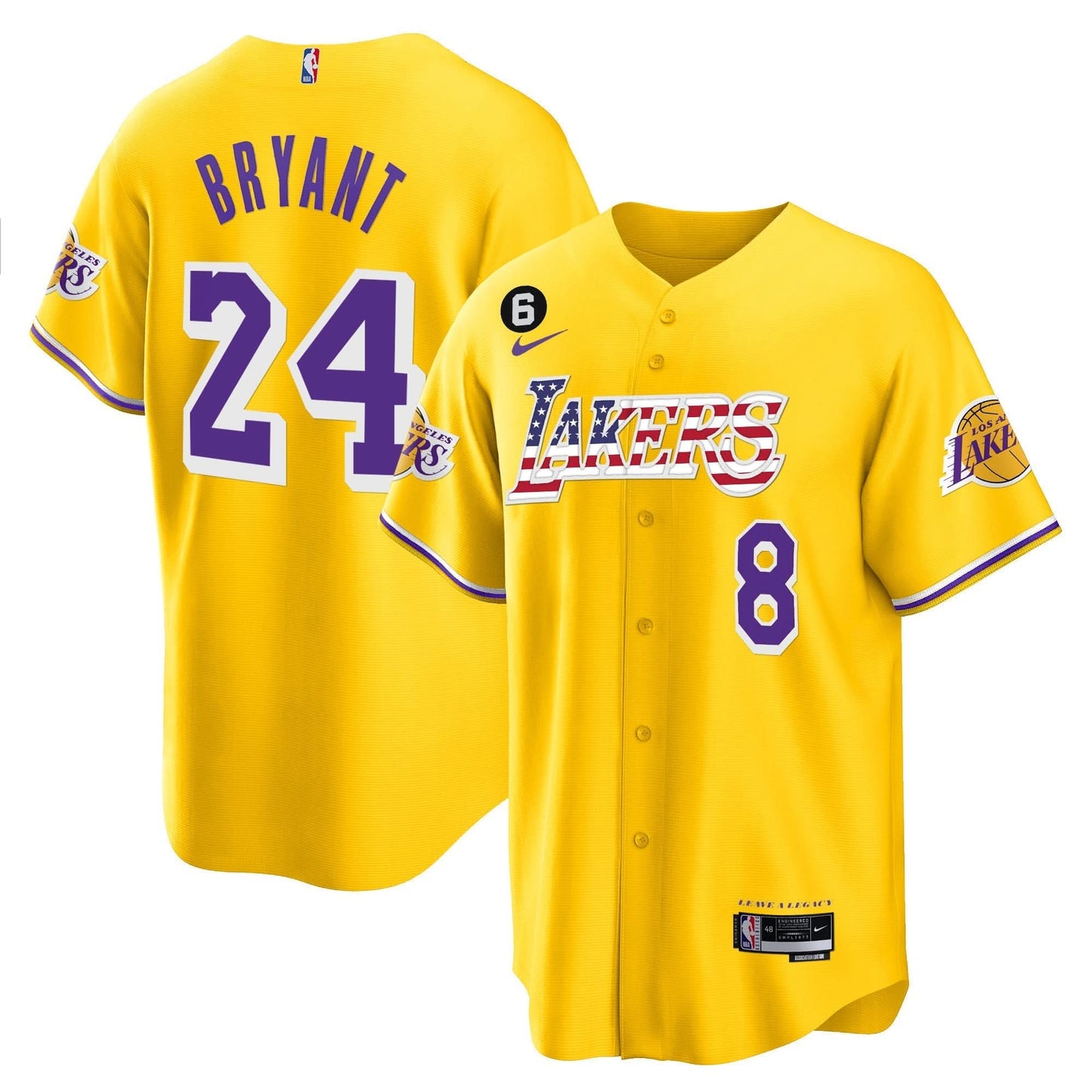 Men's Los Angeles Lakers Flag Baseball Jersey - All Stitched