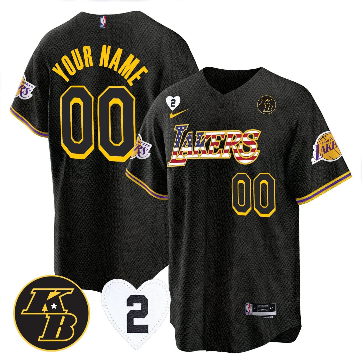 Los Angeles Lakers Flag Baseball Custom Jersey - All Stitched