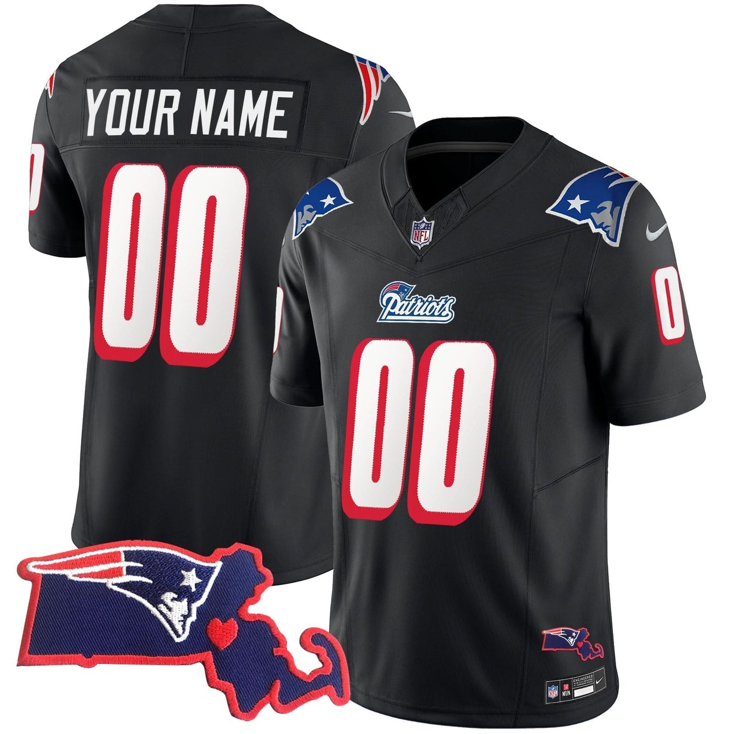 NE 1996 Throwback State Patch Vapor Custom Jersey
