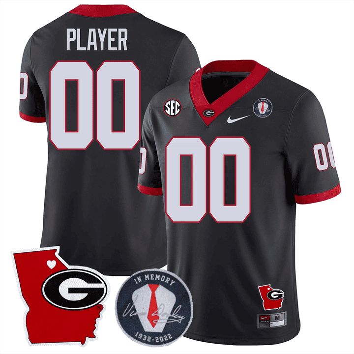GB 2023 Vince Dooley Patch & Georgia State Map Custom Jersey - All Stitched