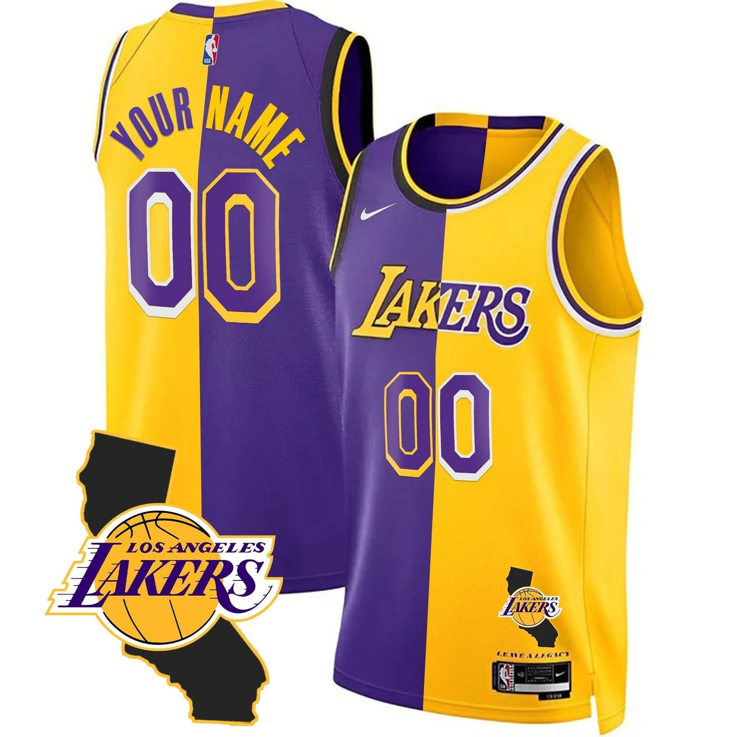 Los Angeles Lakers California Patch Custom Jersey - All Stitched