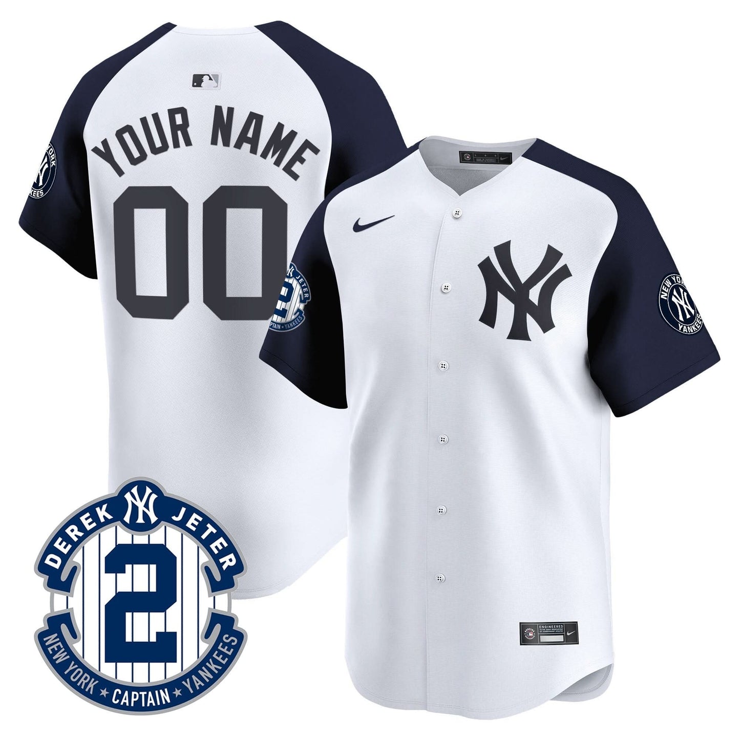 NYY Derek Jeter Patch Vapor Premier Limited Custom Jersey - All Stitched