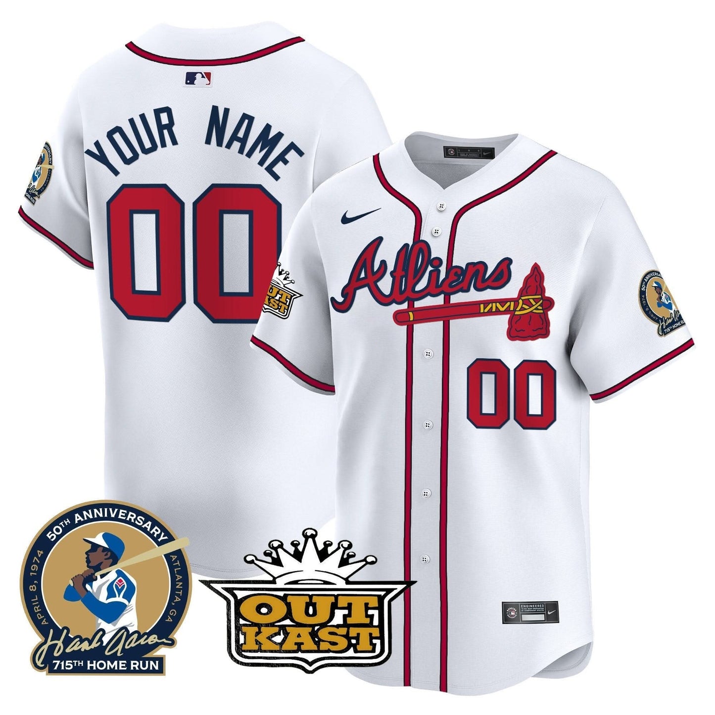 AB Atliens & Hank Aaron Patch Vapor Premier Limited Custom Jersey - All Stitched