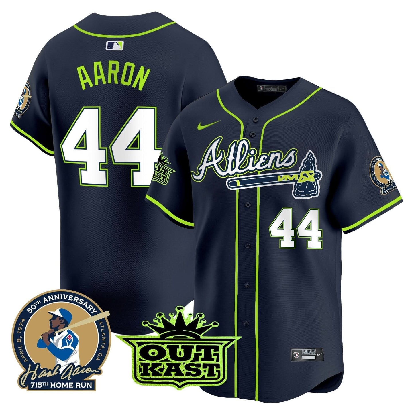 AB Atliens & Hank Aaron Patch Vapor Premier Limited Jersey - All Stitched