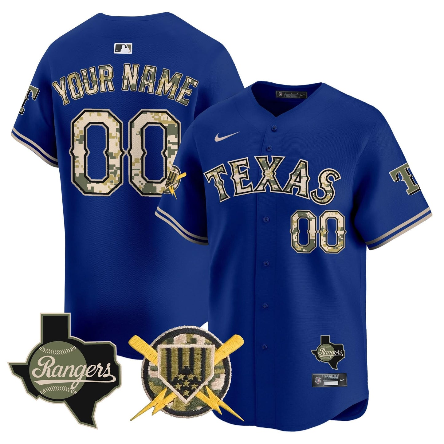 Texas Rangers Armed Forces Day Vapor Premier Limited Custom Jersey - All Stitched