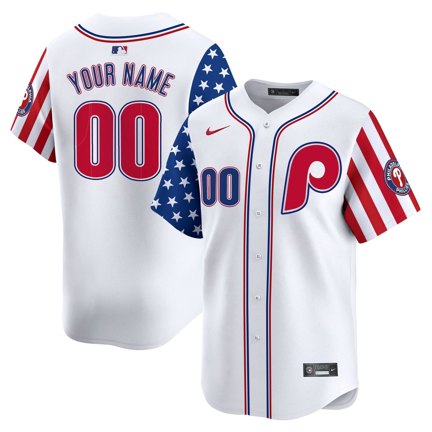 Philadelphia Phillies 2025 Independence Day Vapor Premier Limited Custom Jersey - All Stitched