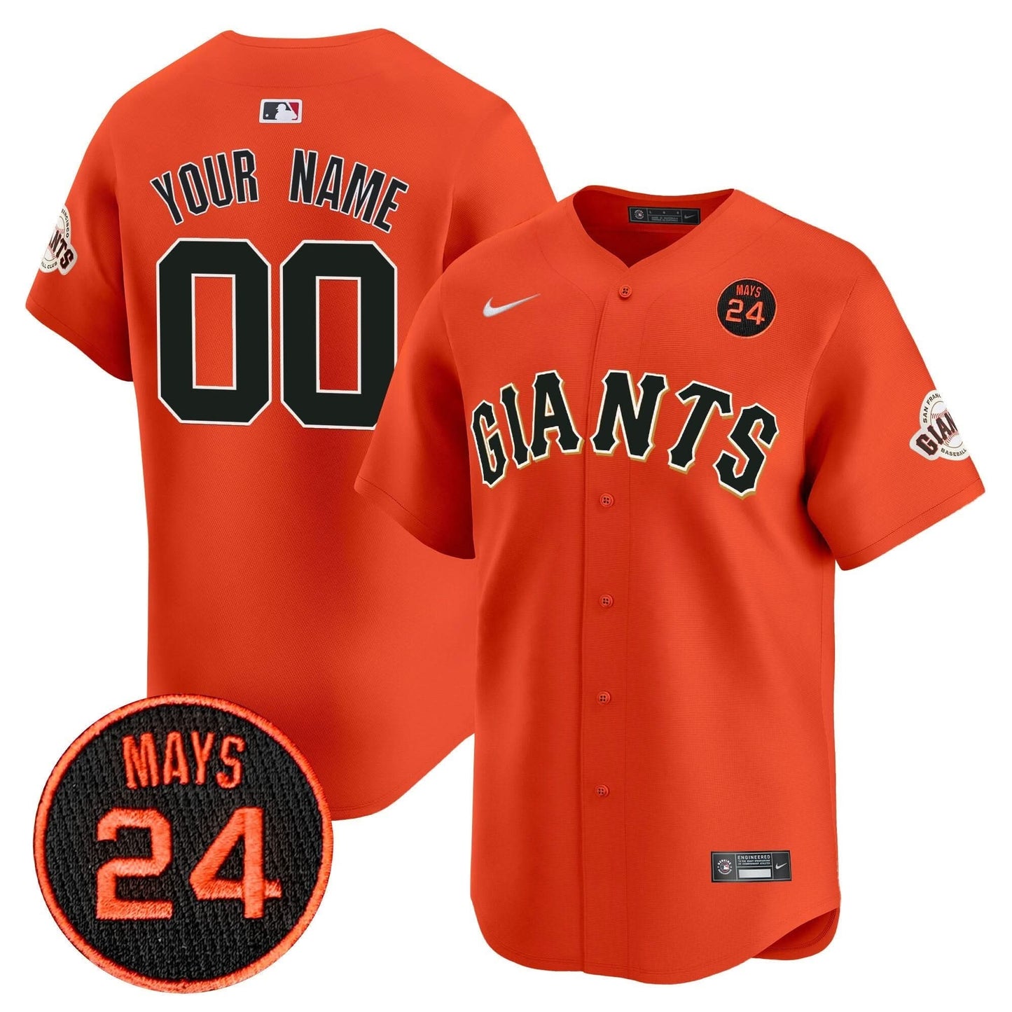 SFG 2024 Willie Mays Patch Vapor Premier Limited Custom Jersey V3 - All Stitched