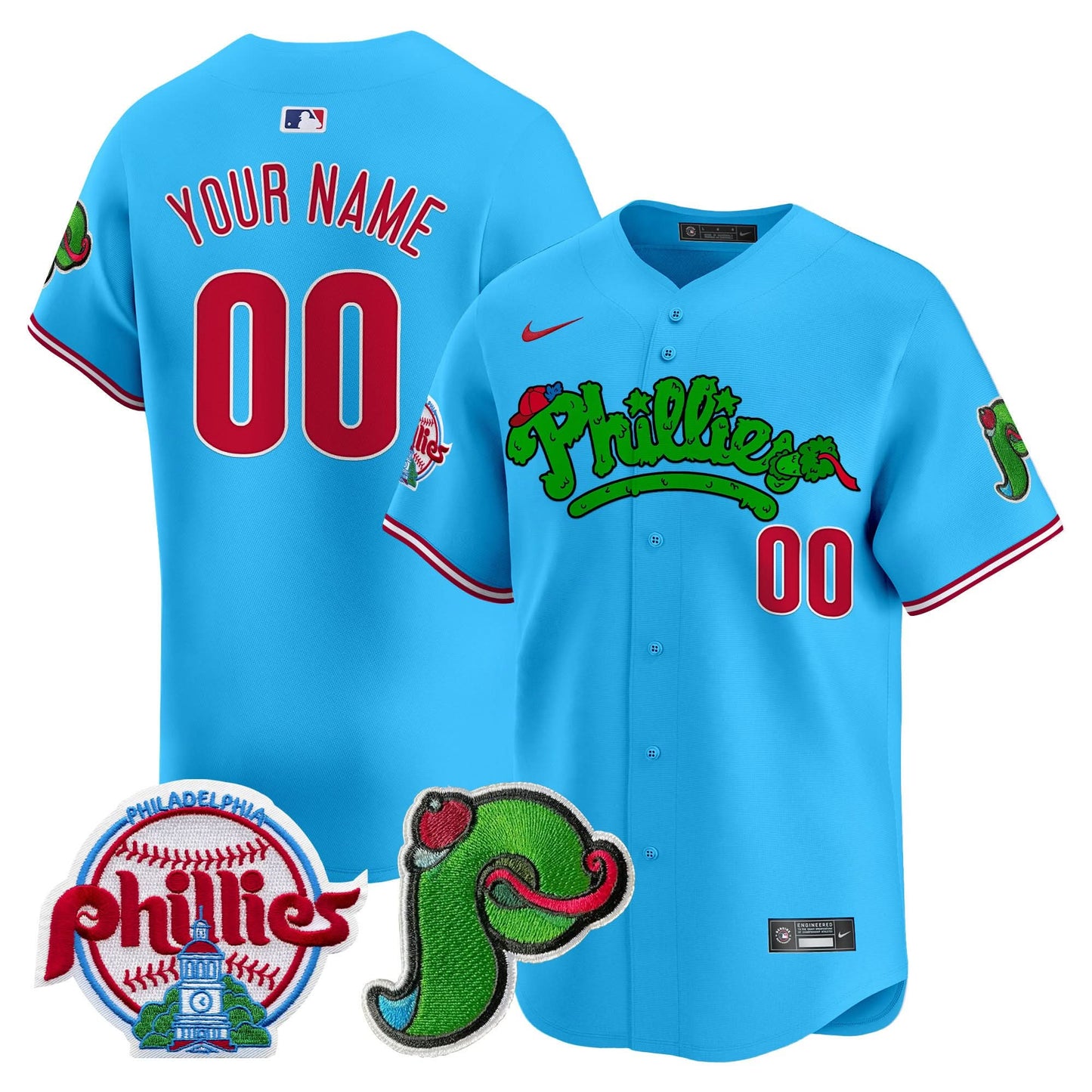 Phillies Phanatic Patch Vapor Premier Limited Custom Jersey V4 - All Stitched