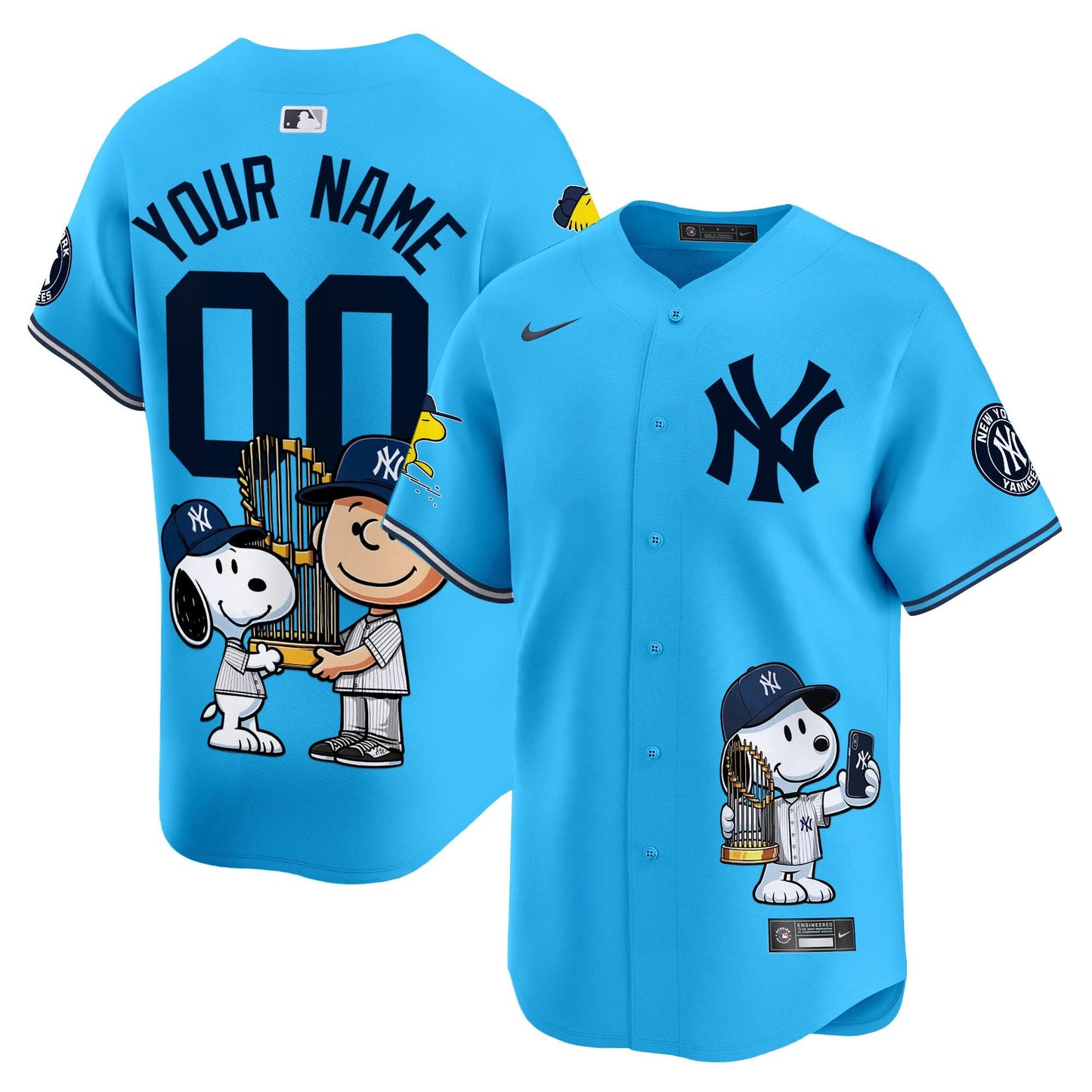 Unisex New York Yankees Peanut Snoopy Vapor Premier Limited Custom Jersey - Printed
