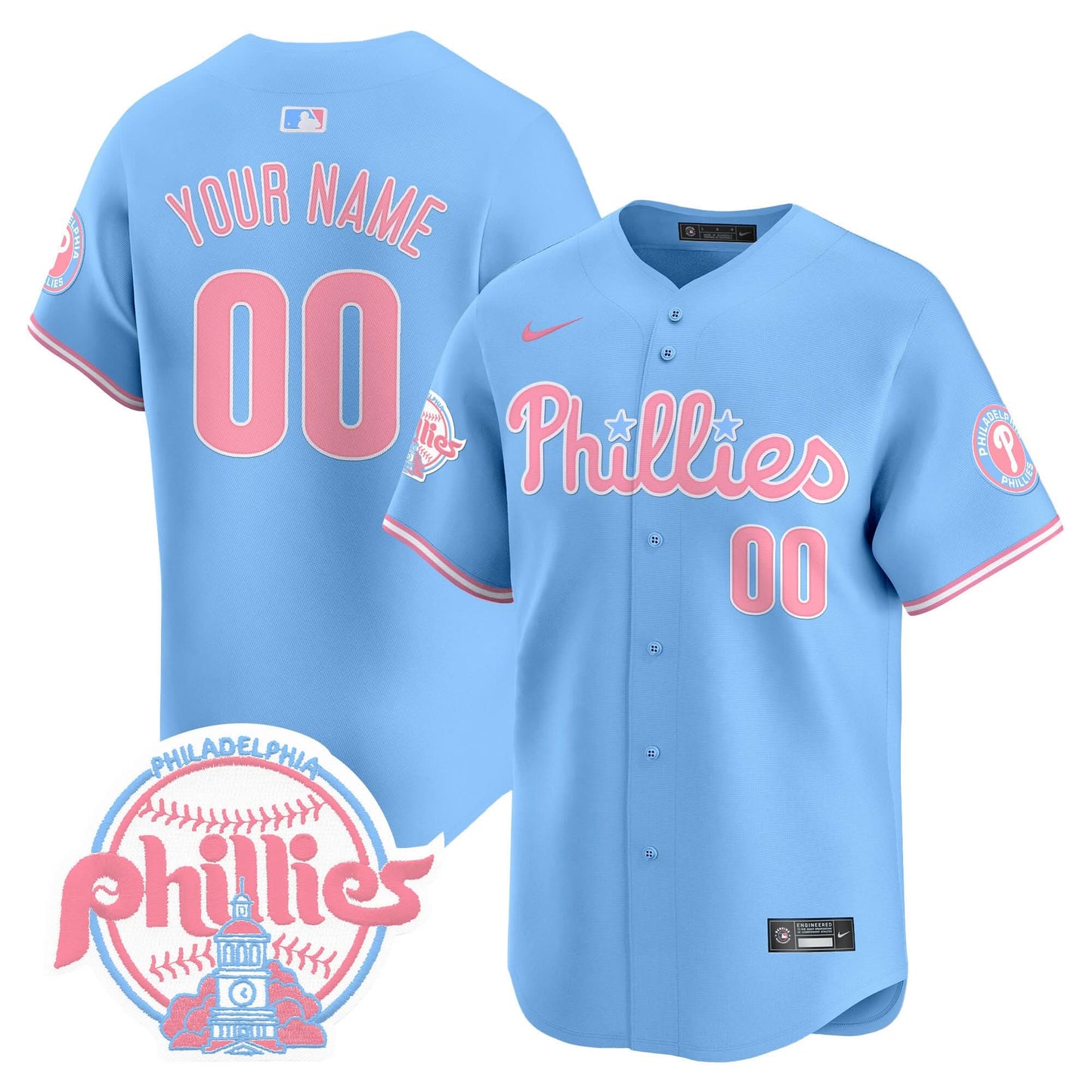 Phillies Bubblegum Pink Vapor Premier Limited Custom Jersey V2 - All Stitched