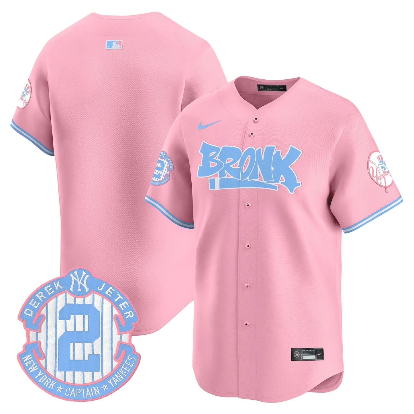 Unisex Yankees The Bronx Graffiti Bubblegum Pink Vapor Premier Limited Jersey - All Stitched