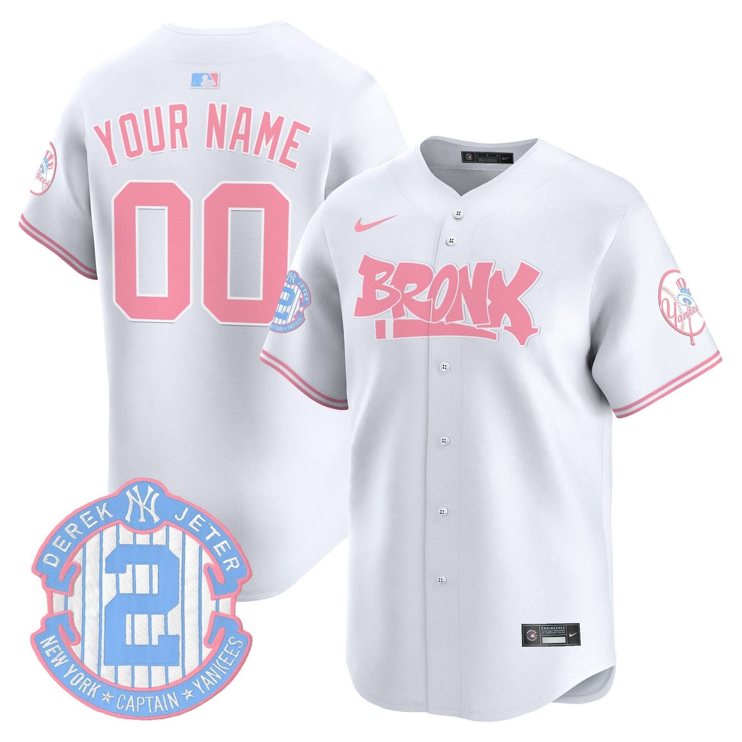 Yankees The Bronx Graffiti Bubblegum Pink Vapor Premier Limited Custom Jersey - All Stitched