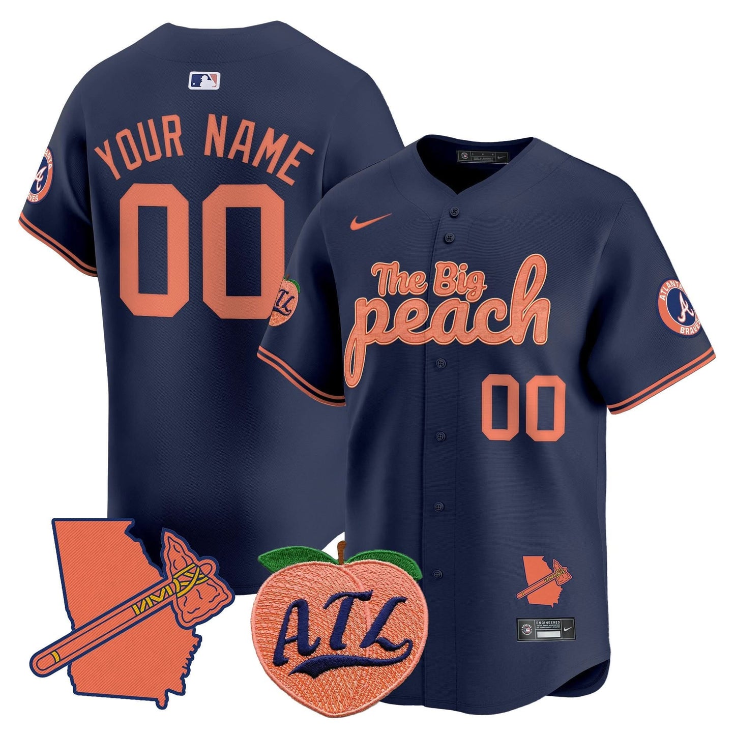 AB The Big Peach Vapor Premier Limited Custom Jersey V3 - All Stitched