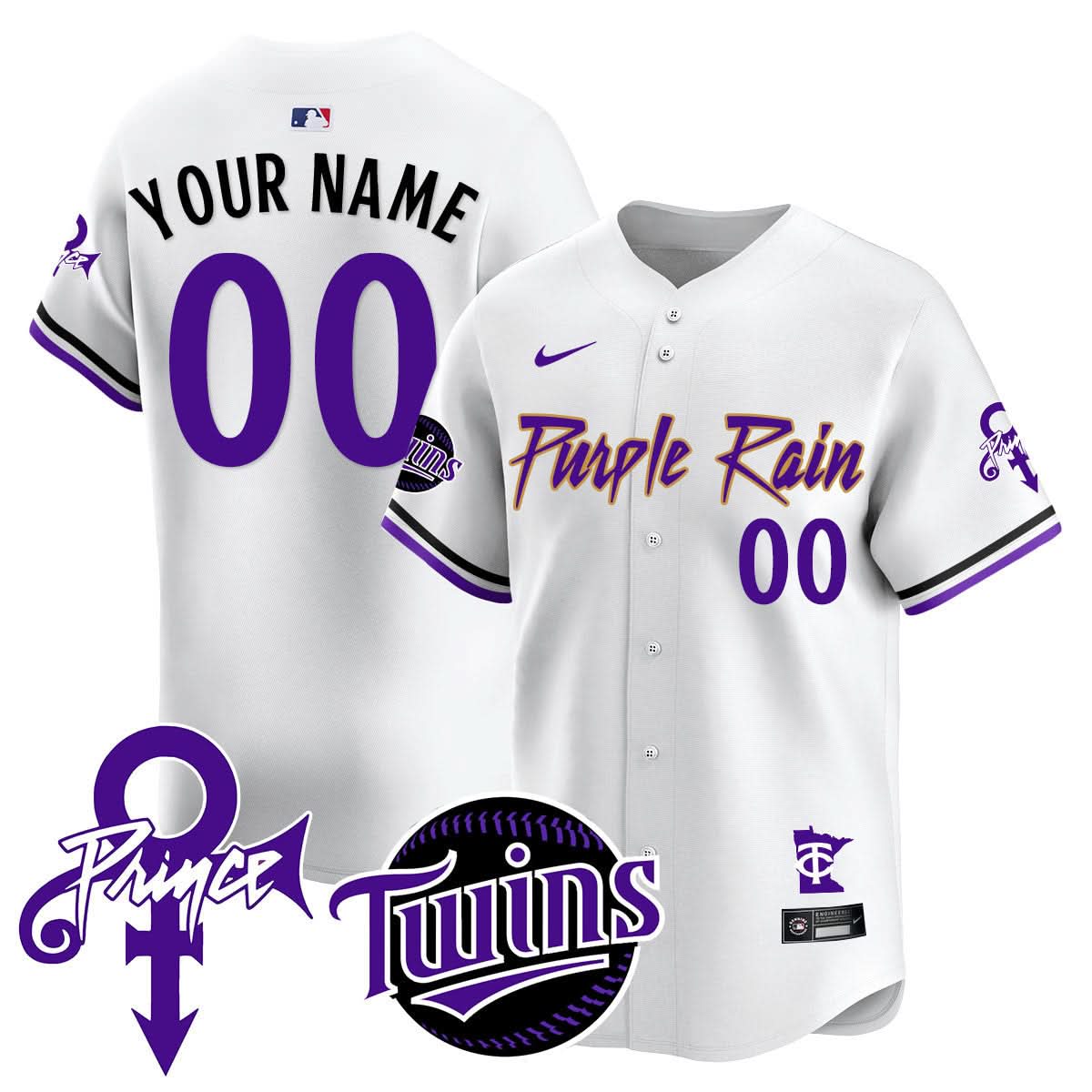 Custom Name/Gender Minnesota Twins Prince Patch Limited Jersey N1 - All Stitched