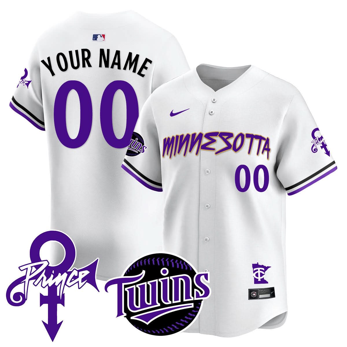 Custom Name/Gender Minnesota Twins Prince Patch Limited Jersey N2 - All Stitched