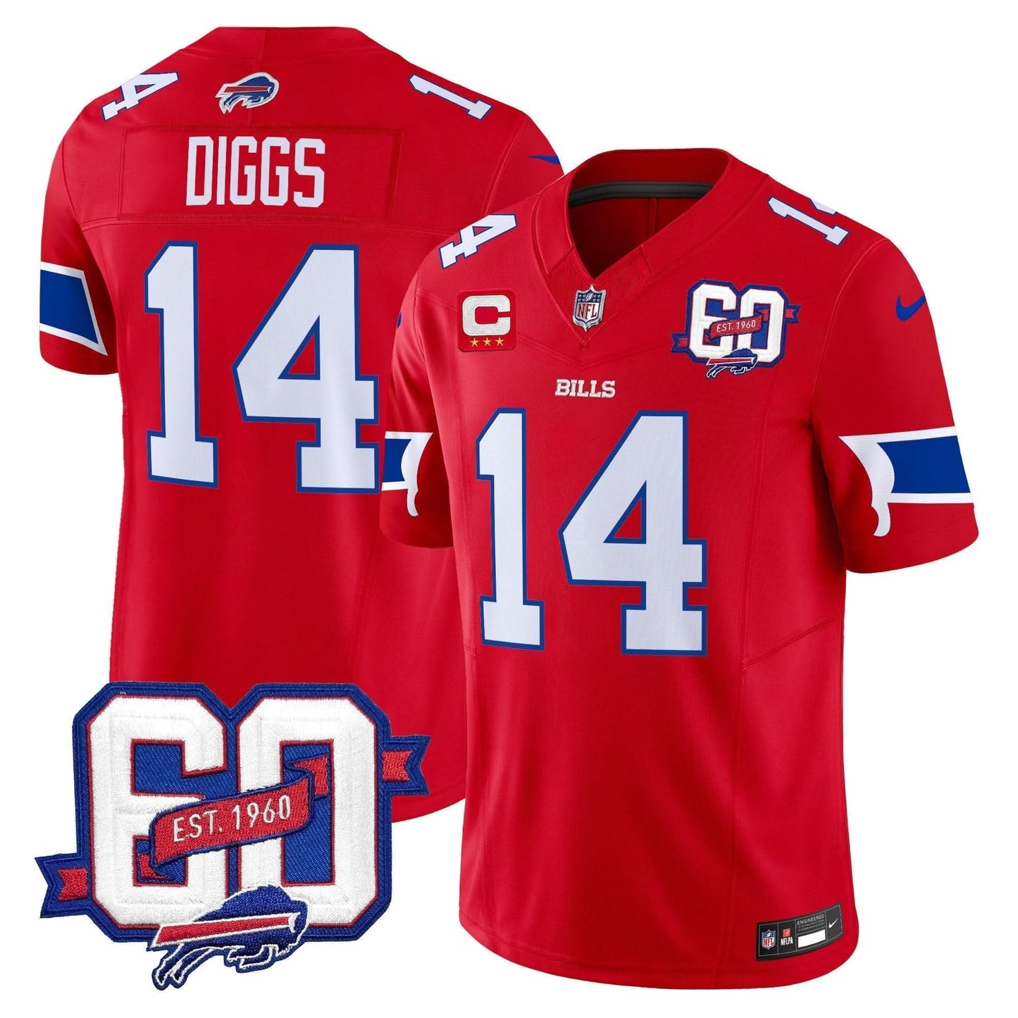 Bills 60th Anniversary Patch Vapor Limited Jersey - All Stitched