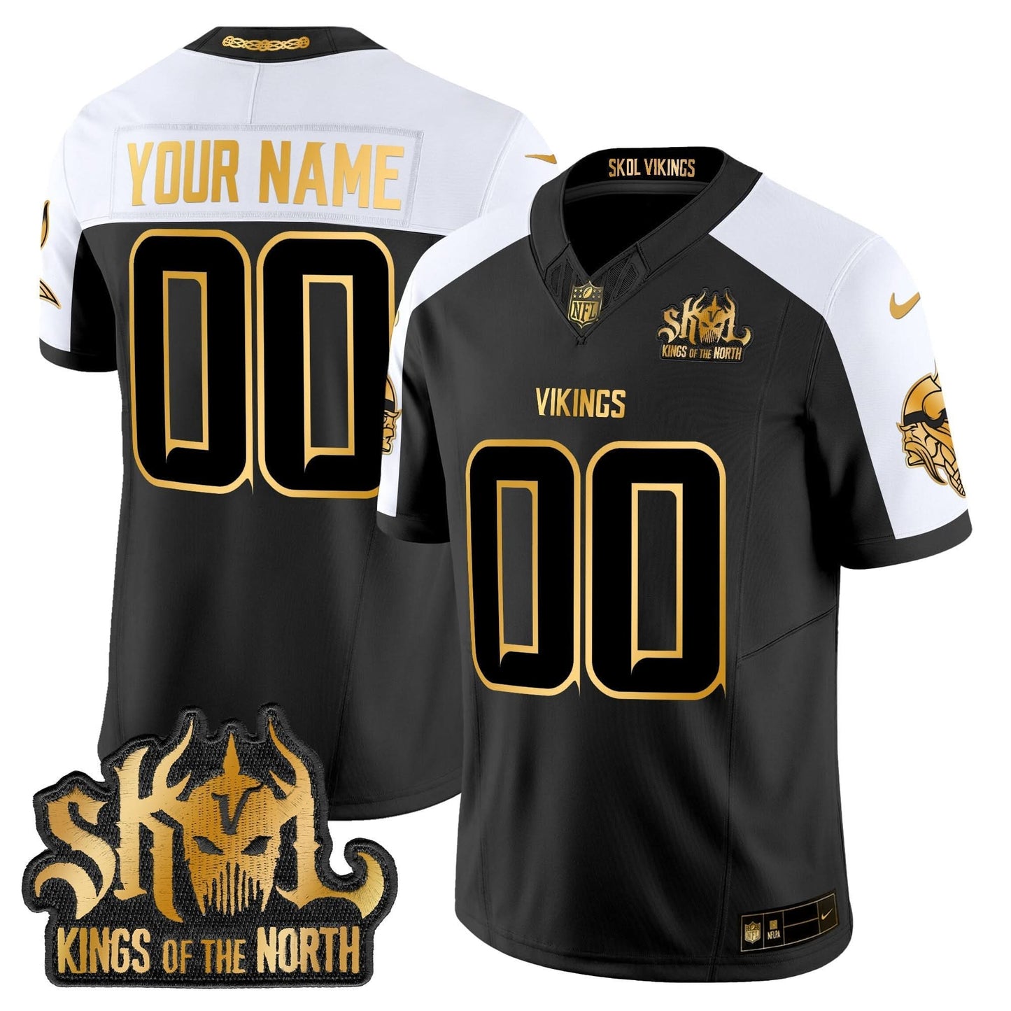 MV 2024 Winter Warrior Skol Patch Gold Vapor Limited Custom Jersey - All Stitched