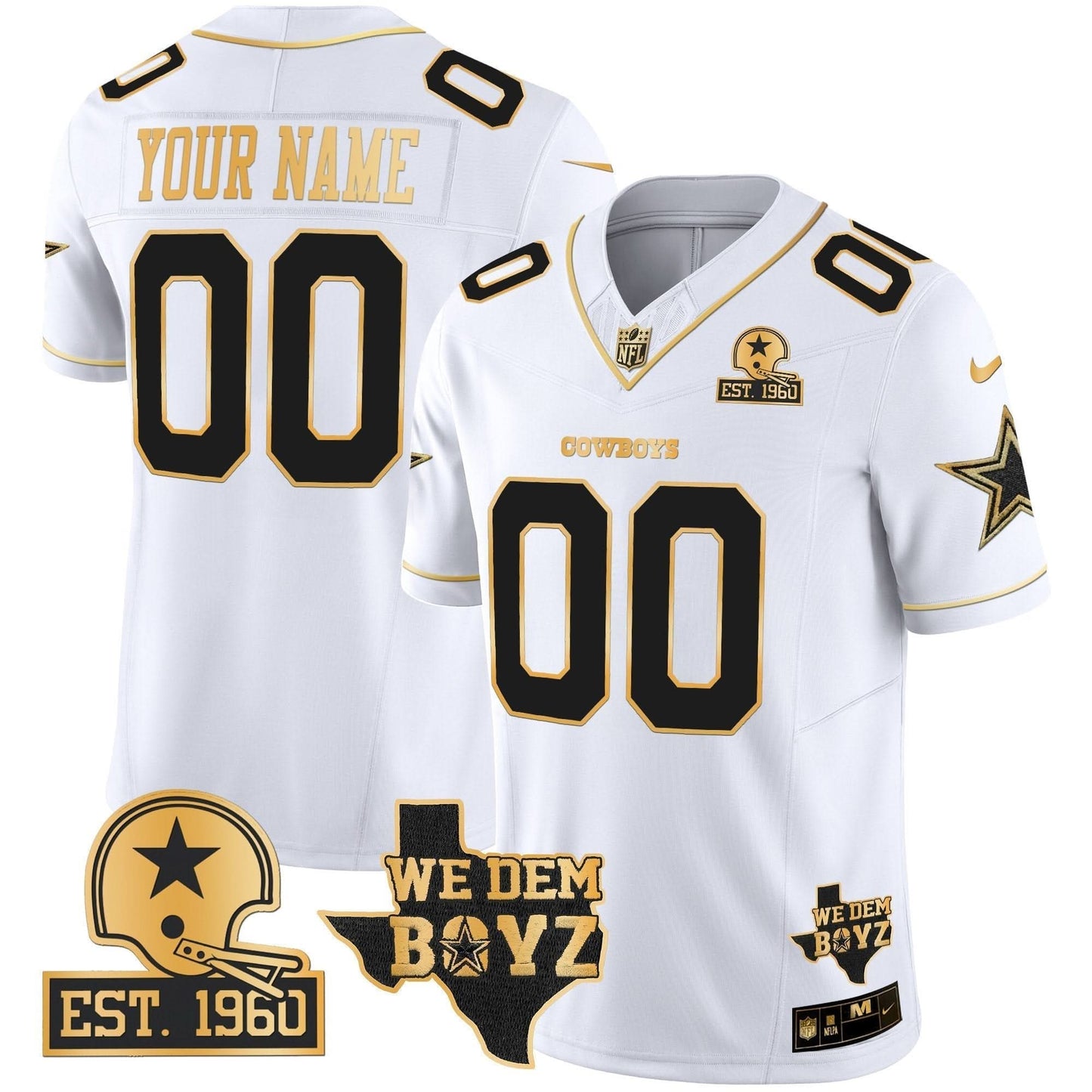 DAL Est. 1960 & We Dem Boyz Patch Gold Vapor Limited Custom Jersey V2 - All Stitched