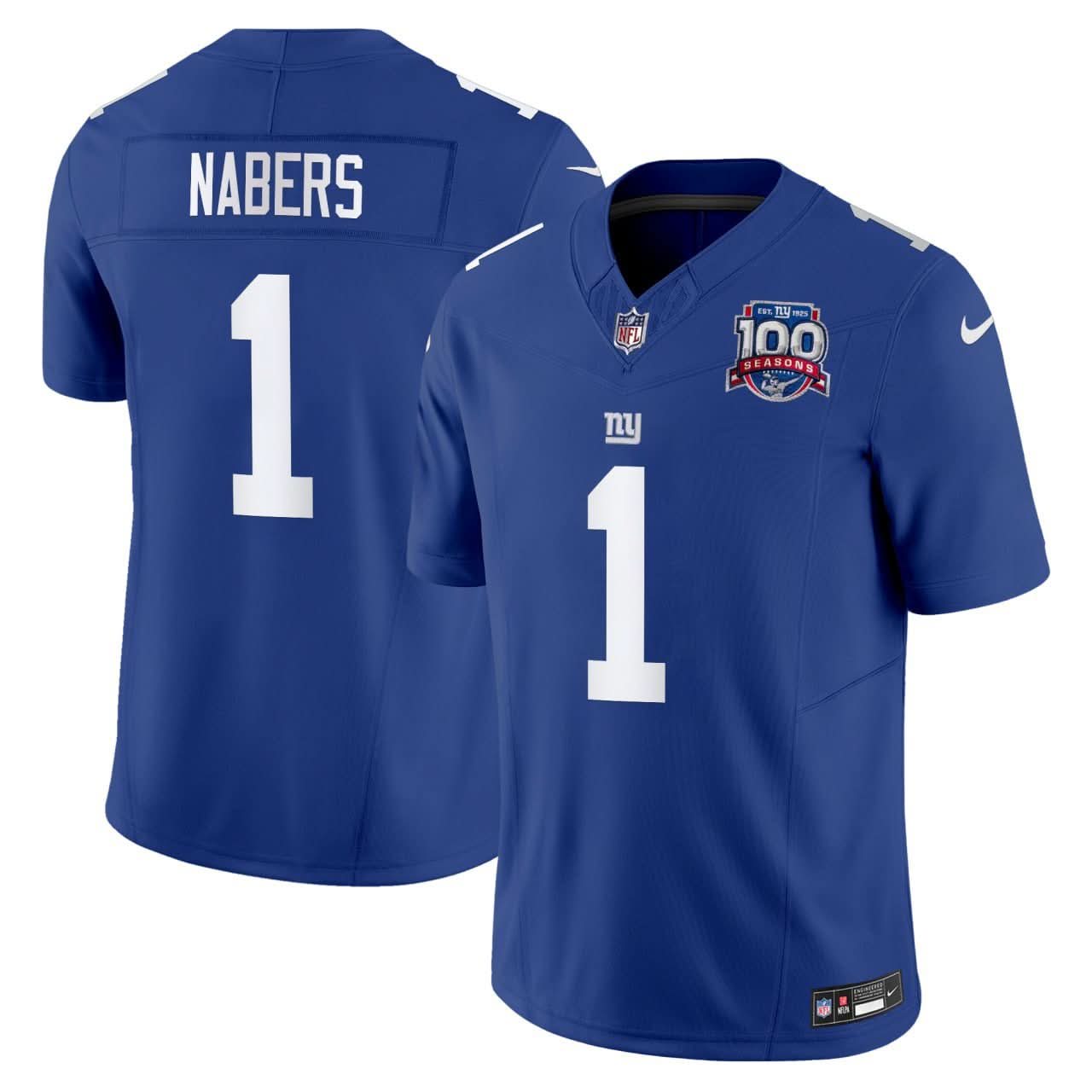 Malik Nabers #1 New York Giants Royal Jersey - All Stitched