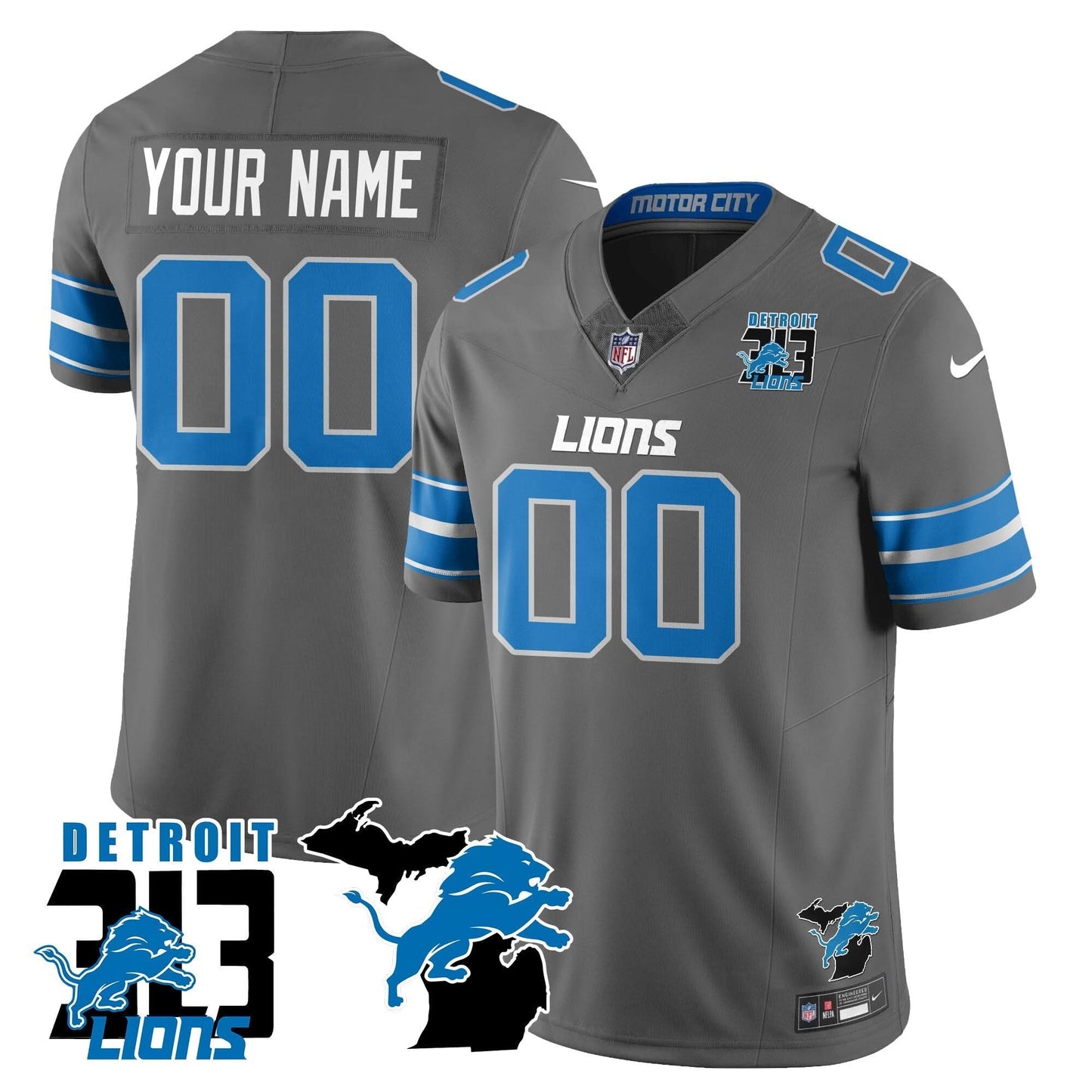 Custom Lions 313 King Of The North Jersey