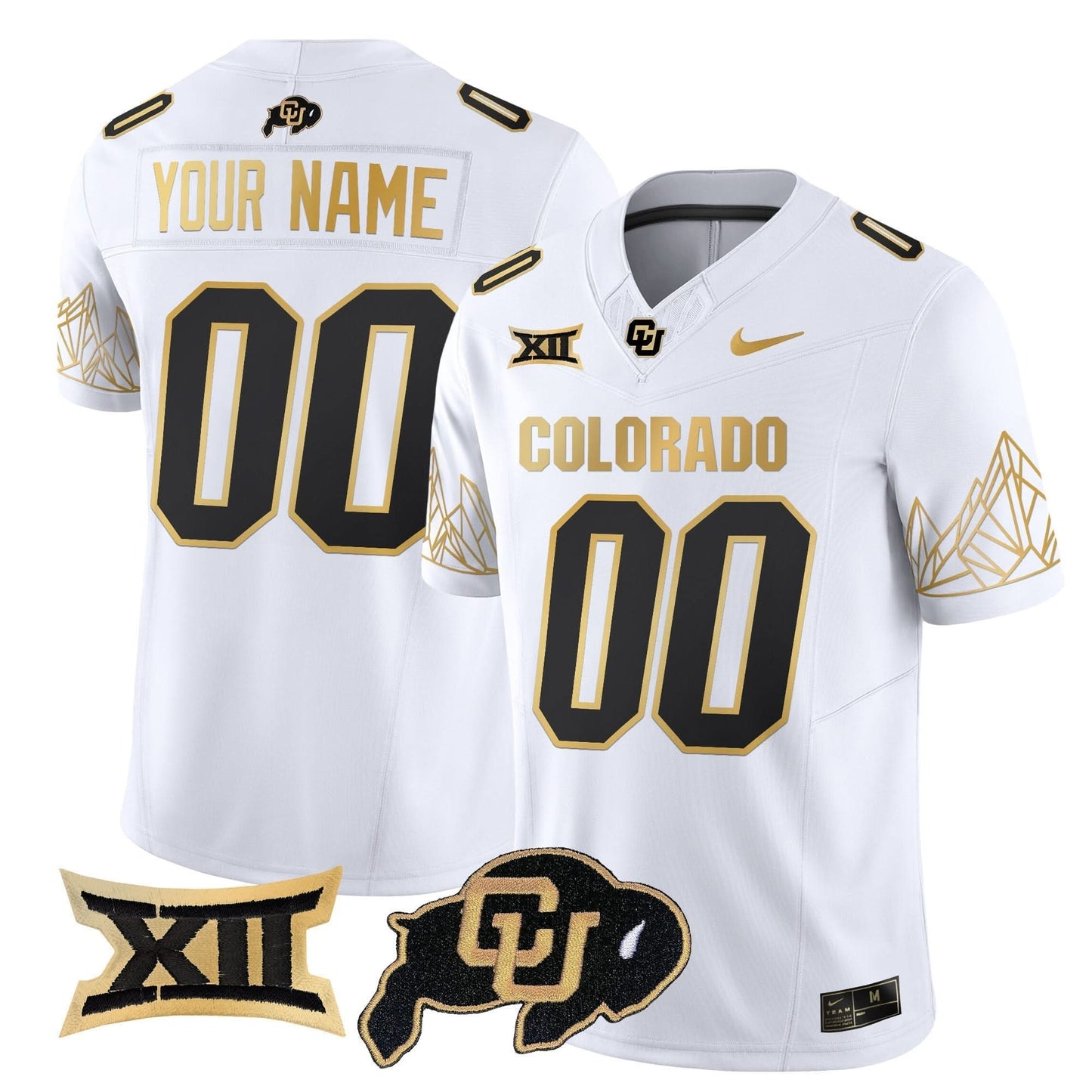 CB Big 12 XII Patch Gold Vapor Limited Custom Jersey - All Stitched