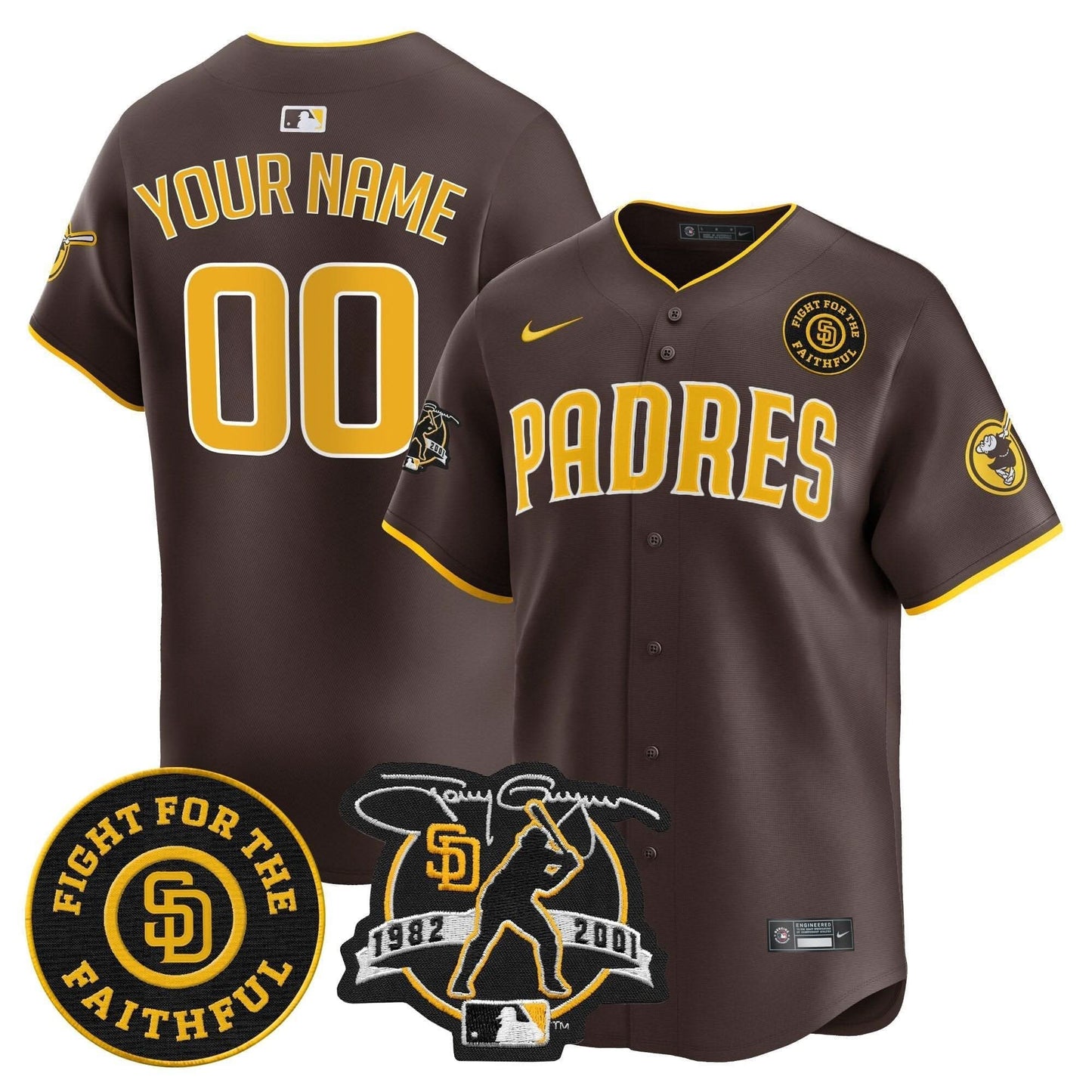 SDP Tony Gwynn & Faithful Patch Vapor Premier Limited Custom Jersey – All Stitched