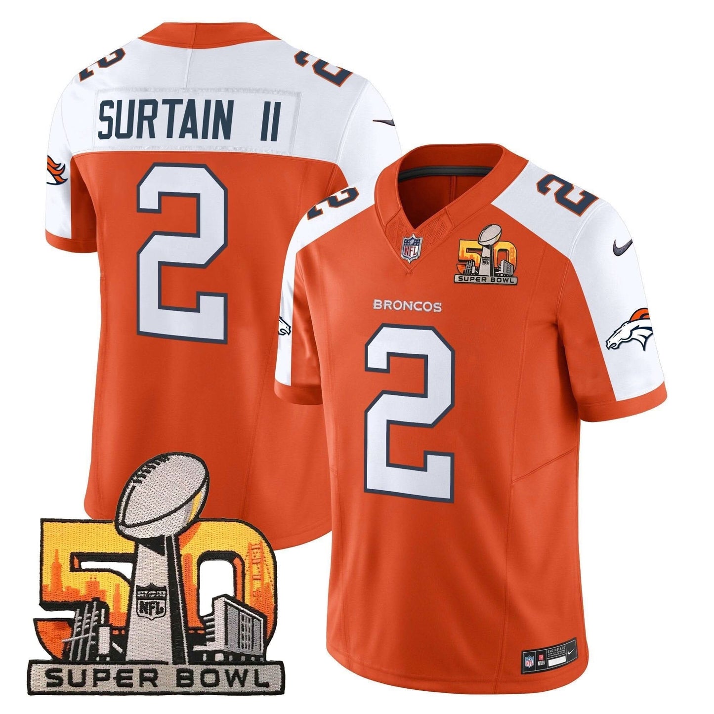 DB Super Bowl 50 Patch Vapor Limited Jersey - All Stitched