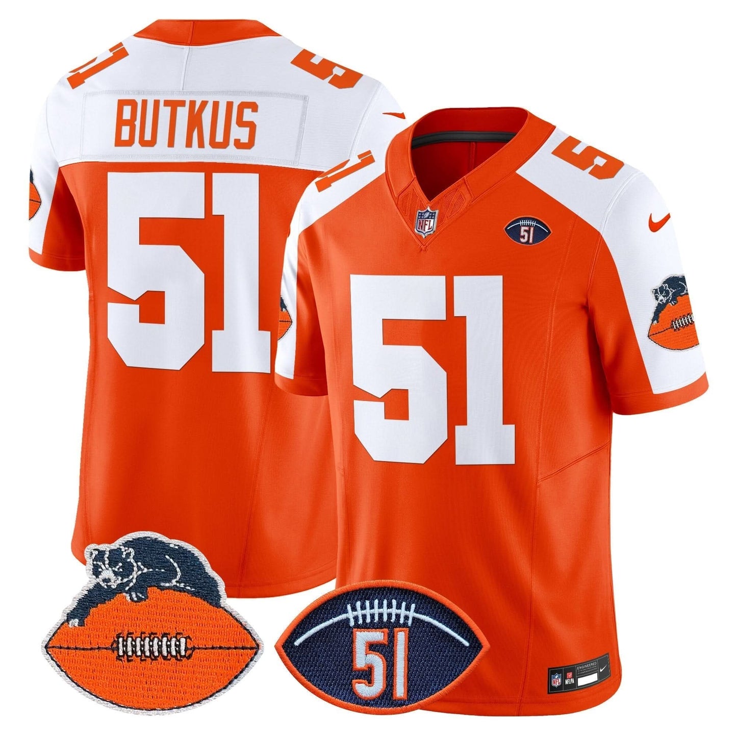 CB Dick Butkus Patch Throwback Vapor Limited Jersey - All Stitched