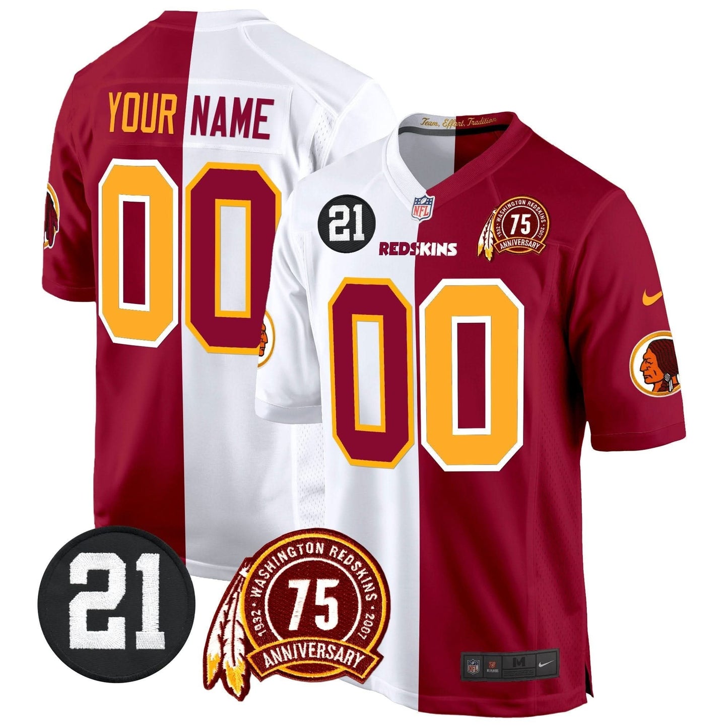 WR 75th & Sean Taylor Patch Game Custom Jersey - All Stitched