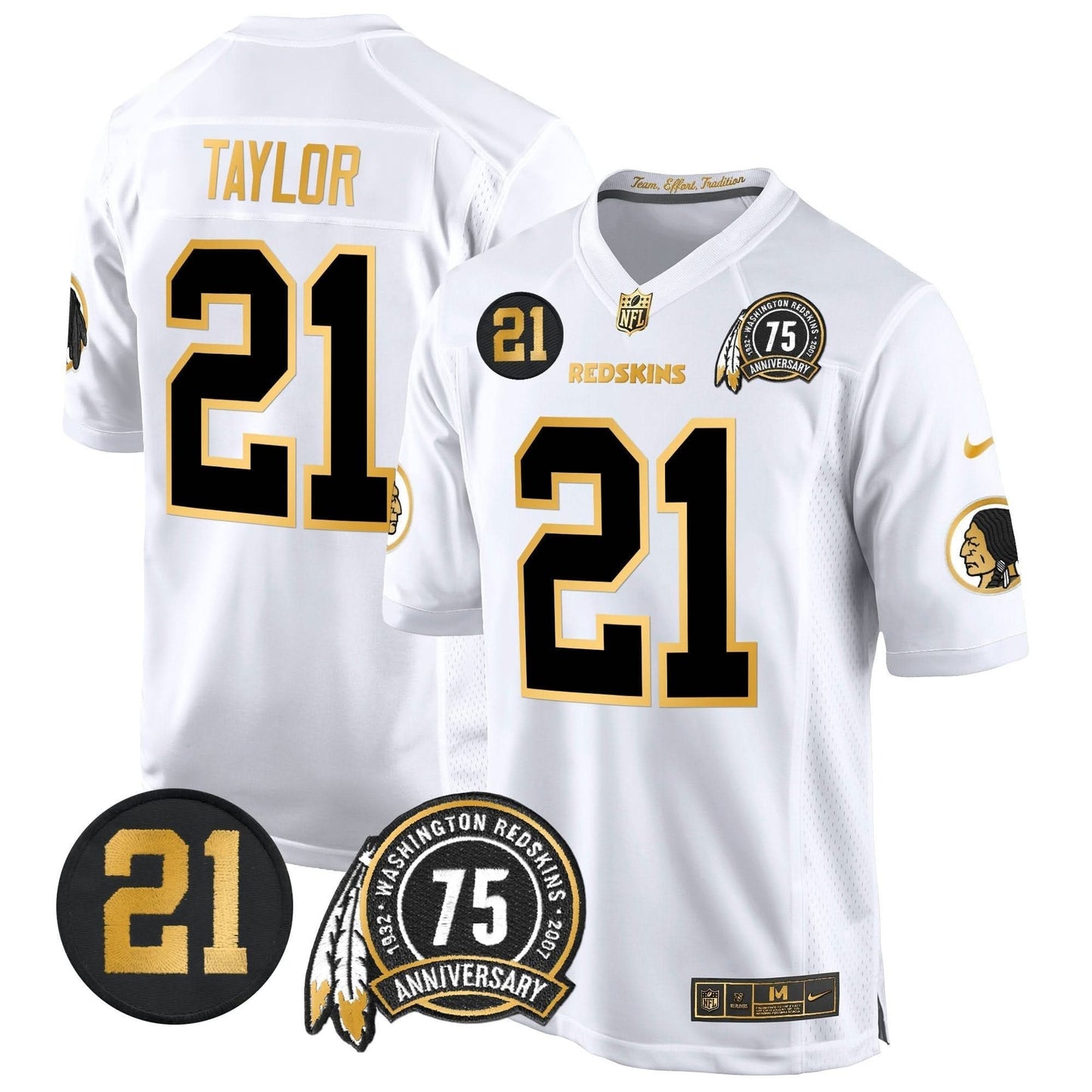 WR 75th & Sean Taylor Patch Gold Game Jersey - All Stitched