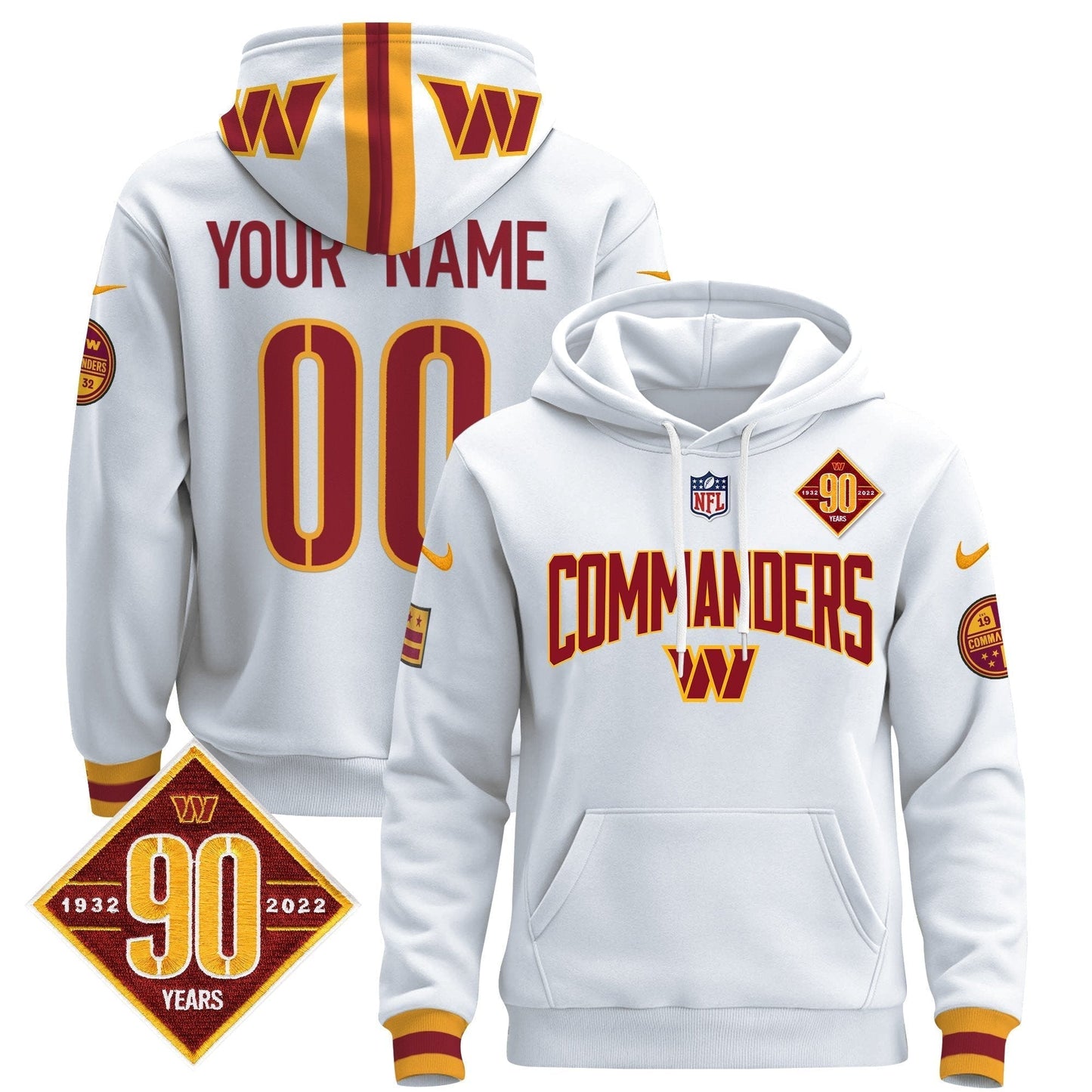 Washington Commanders 2024 Custom Pullover Hoodie V2- All Stitched