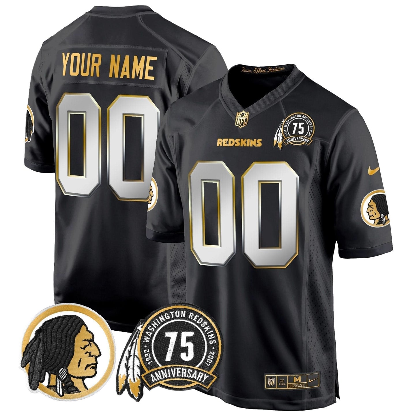 WR 75th Patch Throwback Gold Game Custom Jersey - All Stitched