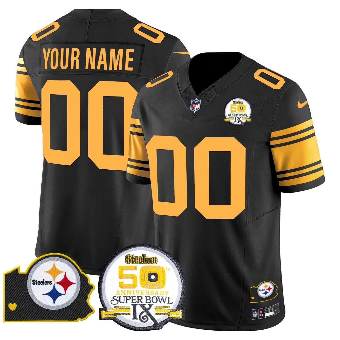 PIT 50th Anniversary Of Super Bowl IX & Map Patch Vapor Limited Custom Jersey