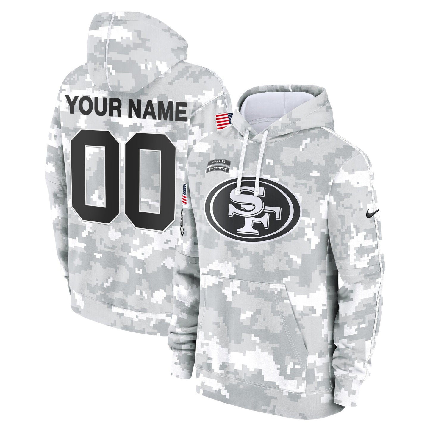 49ers 2024 Salute to Service Custom Fleece Pullover Hoodie