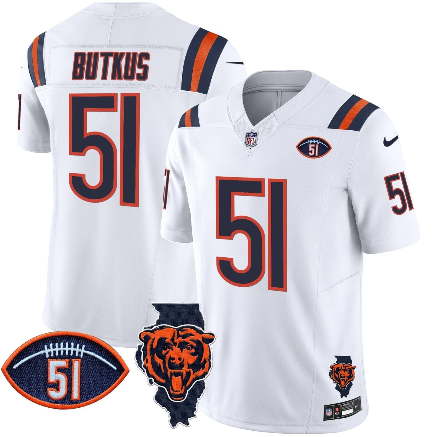 Bears Illinois Patch Vapor Limited Jersey V2 - All Stitched