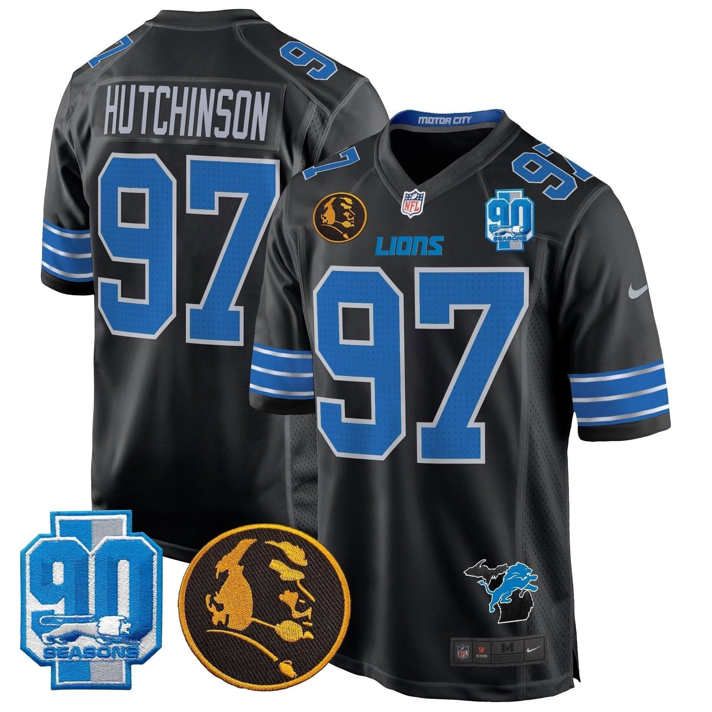 DET 2024 90th & John Madden Patch Game Jersey - All Stitched