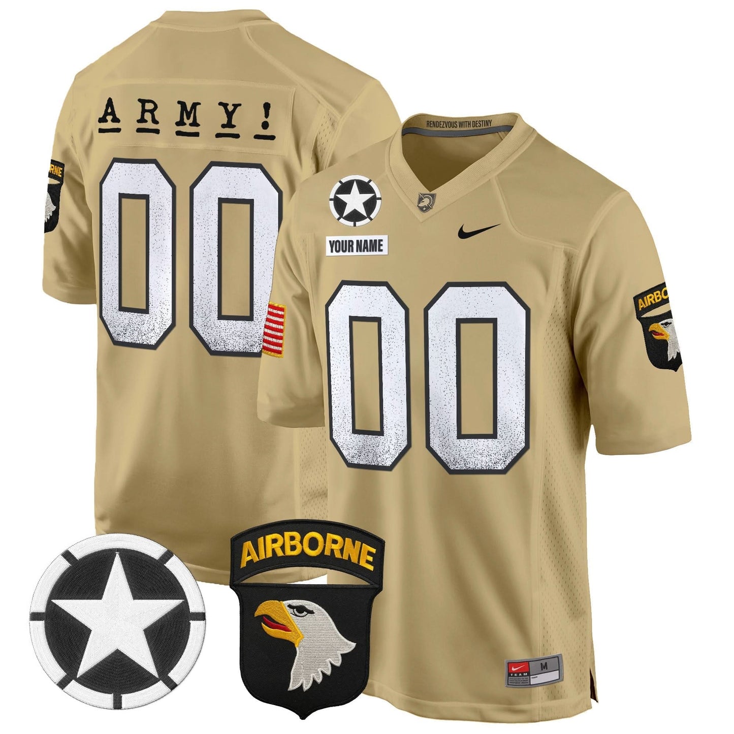 Army Black Knights 101st Airborne Division Patch 2024 Game Custom Jersey - All Stitched