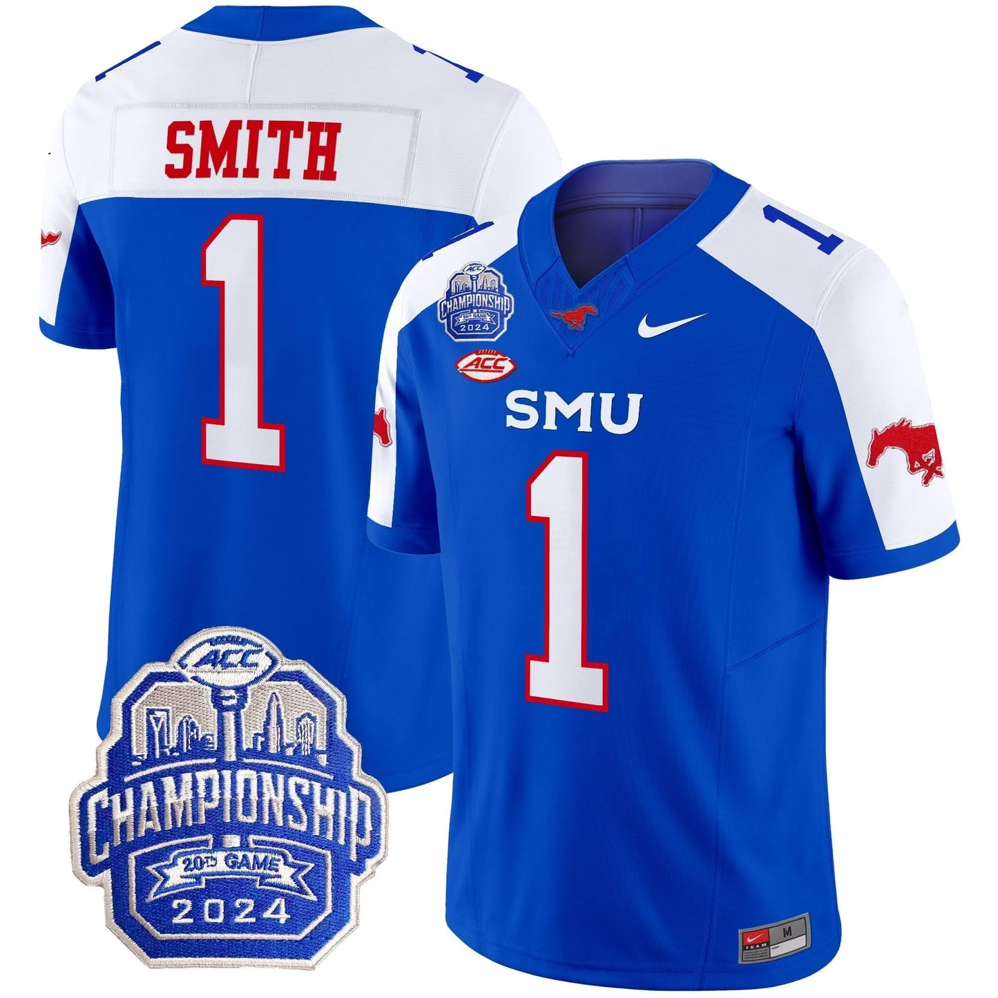 SMU Mustangs 2024 ACC Championship Patch Vapor Limited Jersey - All Stitched