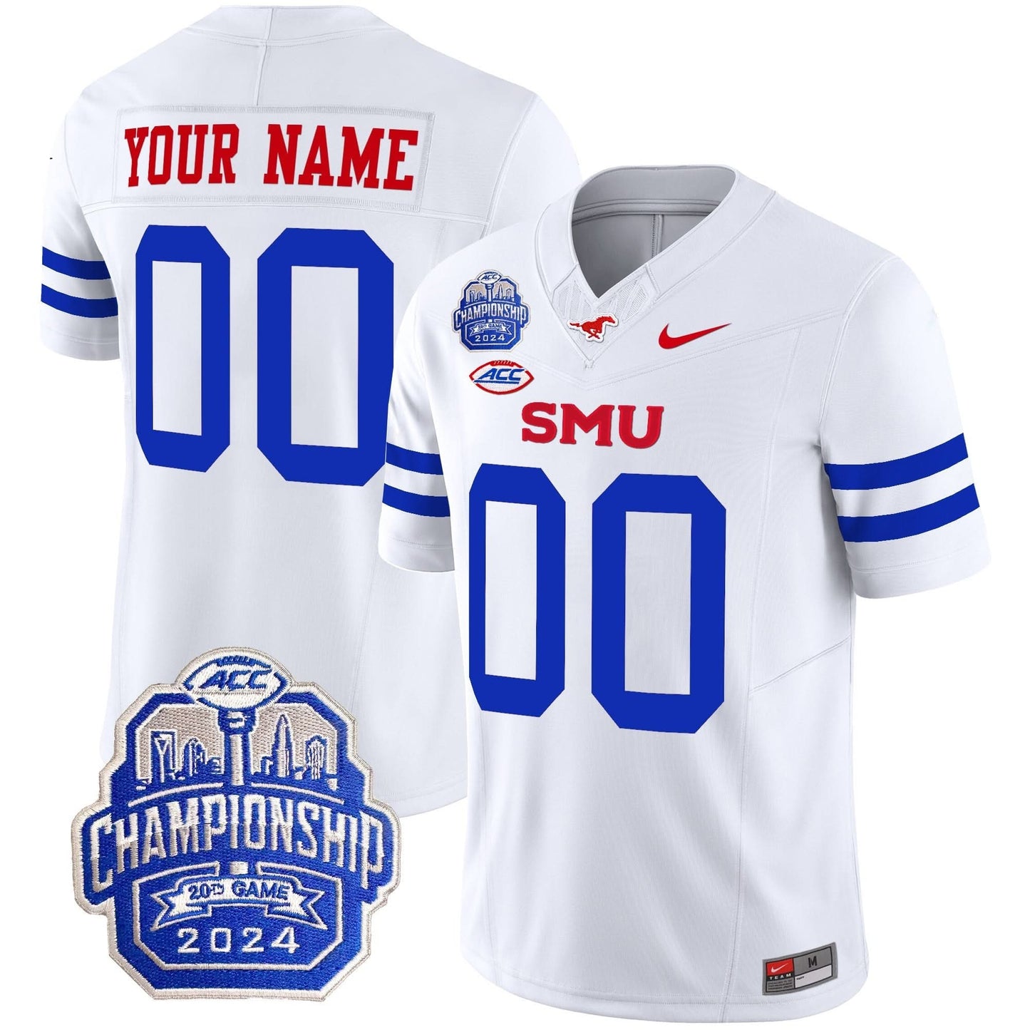 SMU Mustangs 2024 ACC Championship Patch Vapor Limited Custom Jersey - All Stitched