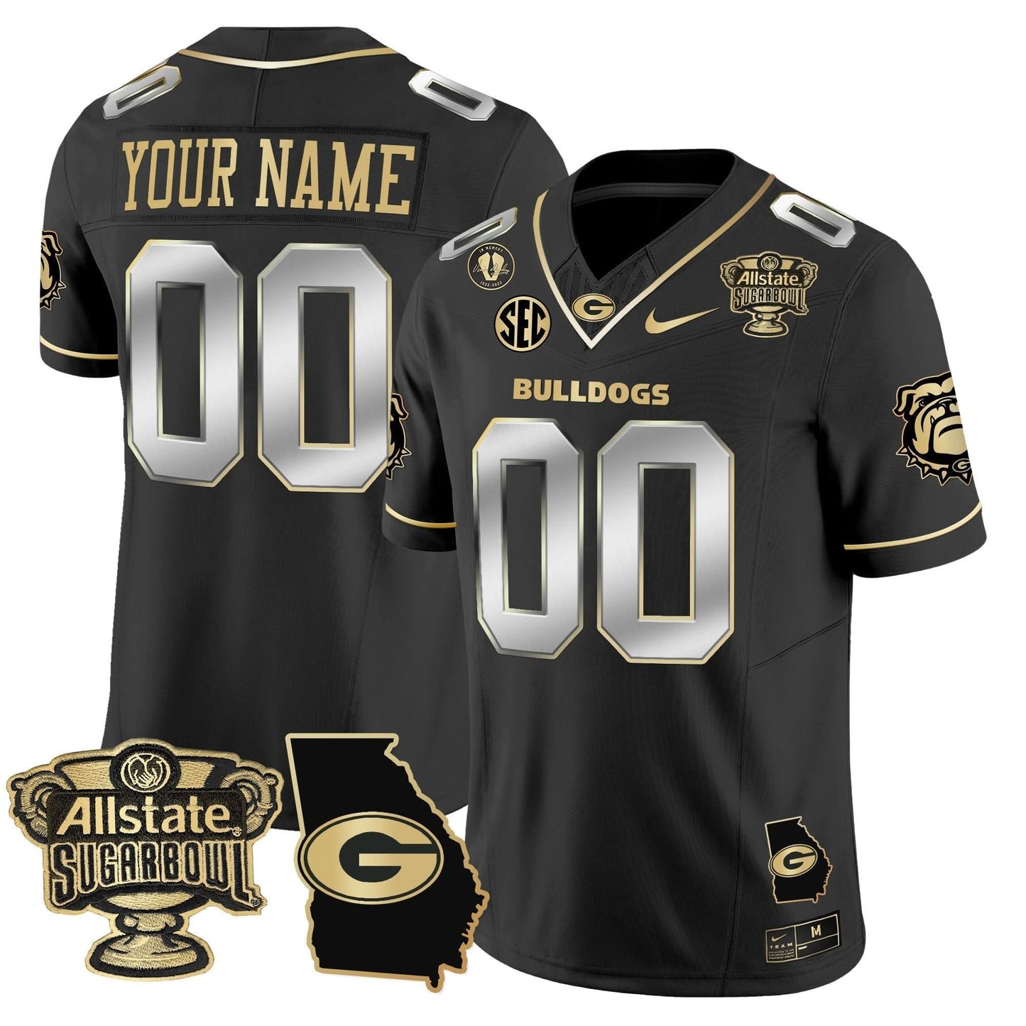 GB 2025 Sugar Bowl & Georgia Map Patch Vapor Limited Custom Jersey - All Stitched