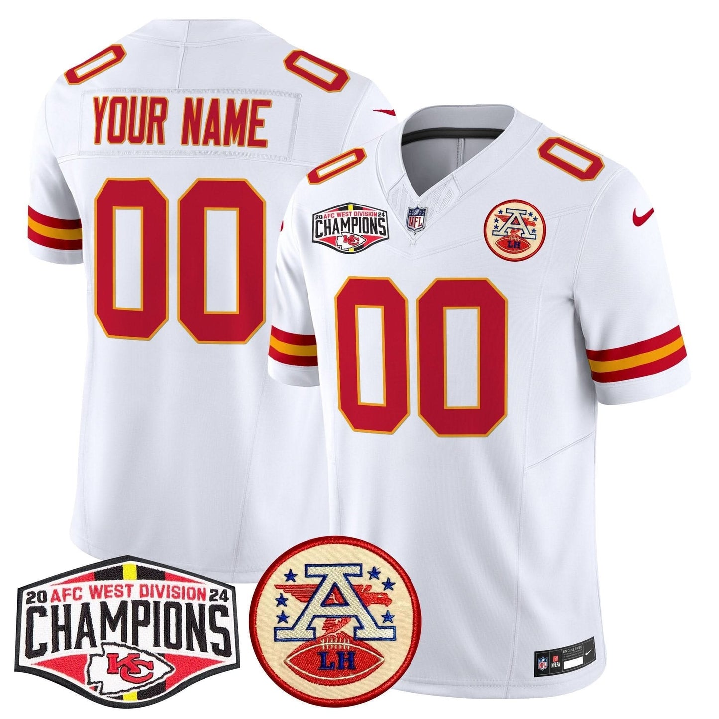 KC 2024 AFC West Division Champions Patch Vapor Limited Custom Jersey
