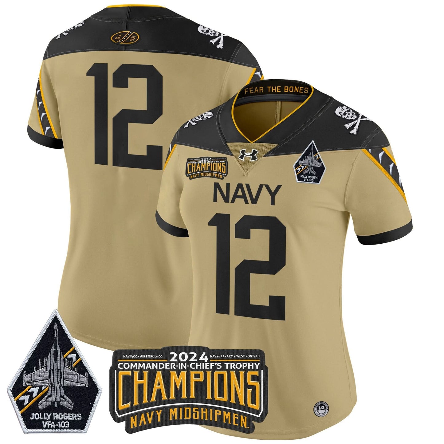 Women's Navy Midshipmen 2024 Commander-In-Chief's Trophy Champions Patch Vapor Limited Jersey - All Stitched