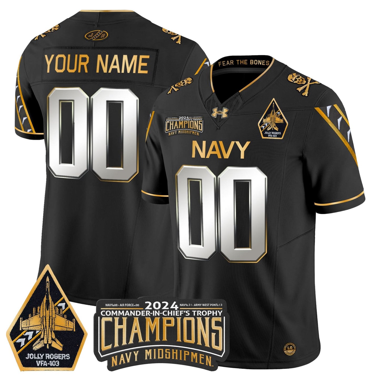 NM 2024 Commander-In-Chief's Trophy Champions Patch Gold Vapor Limited Custom Jersey