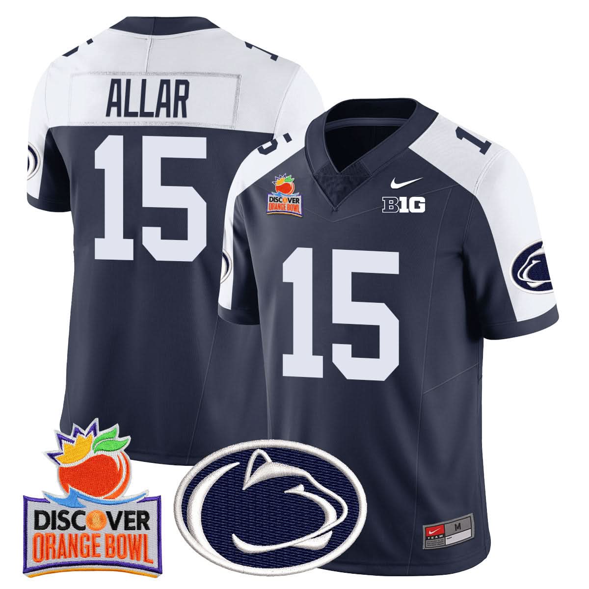 Men's Penn State Nittany Lions 2024 Orange Bowl Jersey N1 - All Stitched
