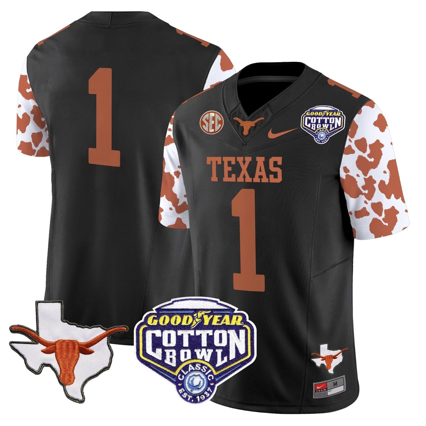 TL Cow Spots Cotton Bowl Patch Vapor Limited Jersey - All Stitched